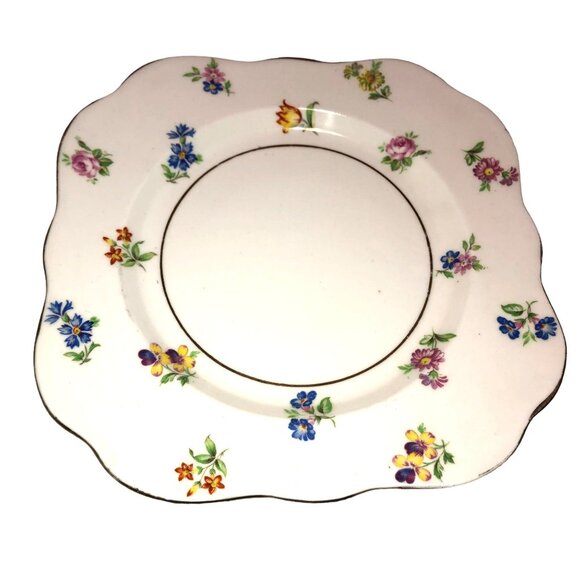 VTG FLORAL BONE CHINA DESSERT PLATES 2  HAND PAINTED MARKS & ROSENFELD ENGLAND - Picture 2 of 4